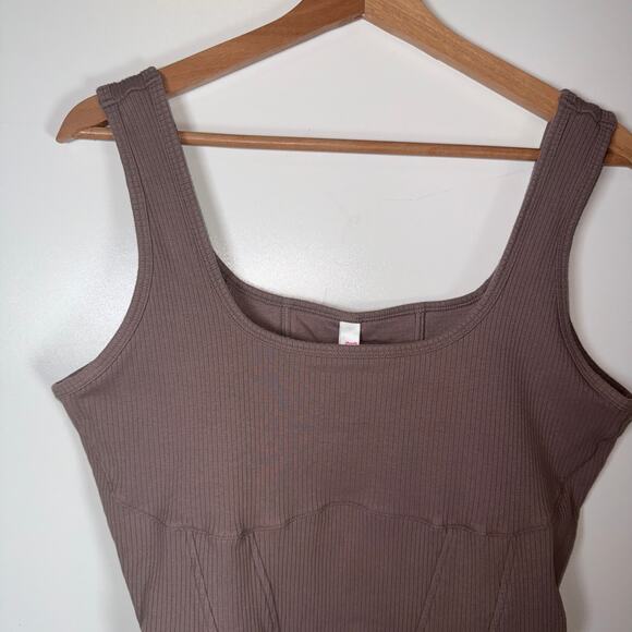 Victoria’s Secret PINK XXL Ribbed Corset Tank Top Brown Mauve Cotton Square - Picture 3 of 12